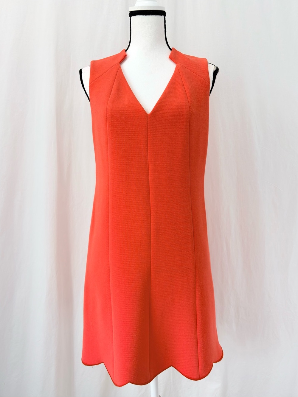 Rachel Roy Black Label Coral Orange Sleeveless Scalloped Shift Dress 4 Wedding